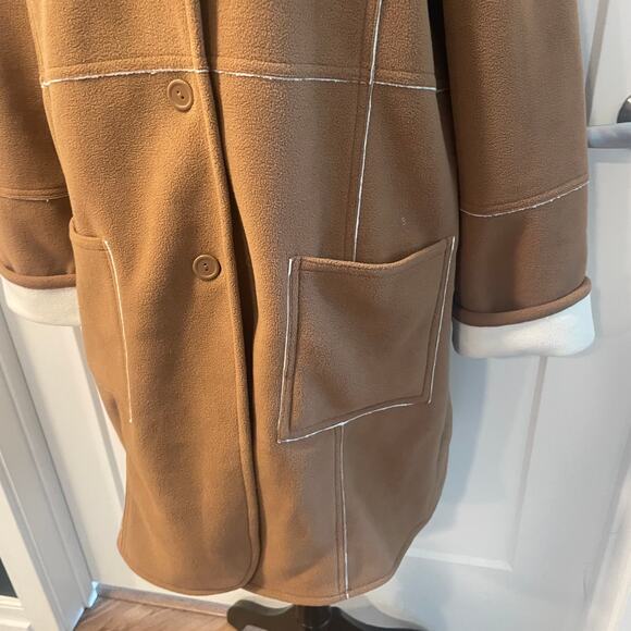 Susan Graver Weekend  Fleece  Sherpa Coat jacket Large button down pockets - Picture 12 of 14